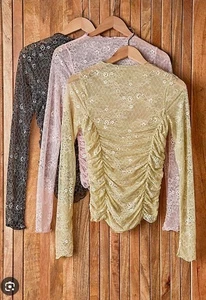 Free People French Kiss Lagenlook Spitze Rüschen High Neck Top XS - Bild 1 von 6