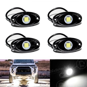 4pc White LED Rock Lights Underbody Trail Rig Glow Lamp Offroad SUV Pickup Truck - Picture 1 of 24