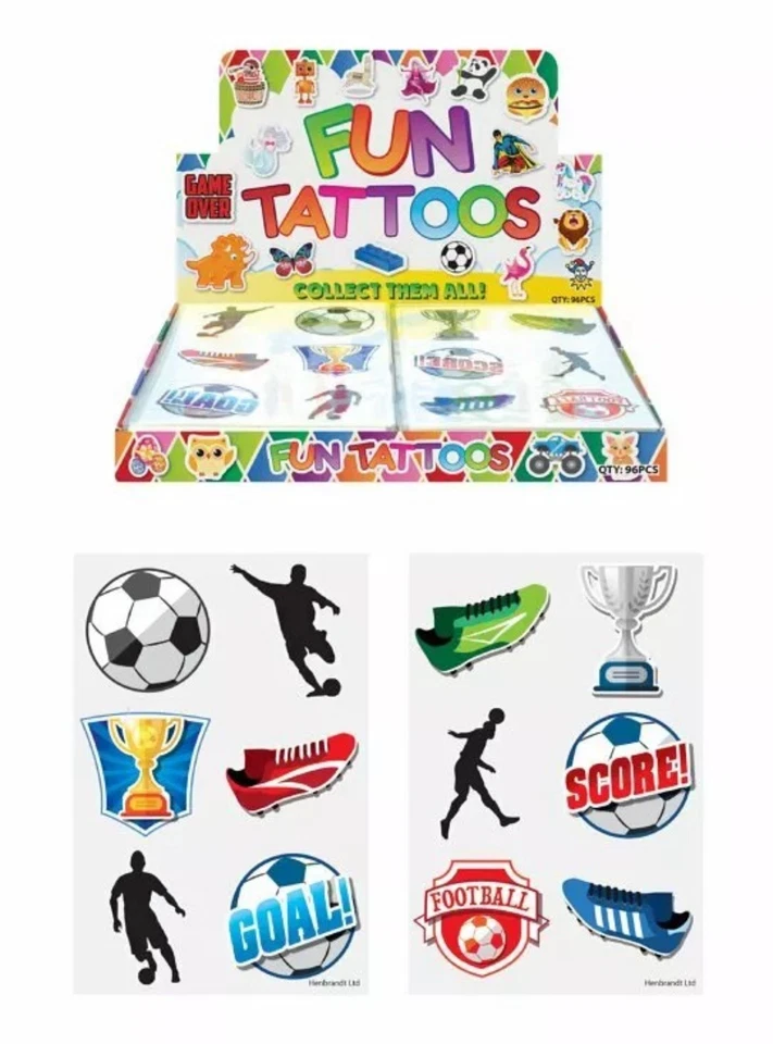 12 X Football Temporary Tattoos For Kids Boys Girls Fun Activity Dress Up Play — 第 1/1 张图片