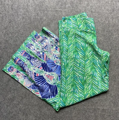 Pantalones Lilly Pulitzer Mujer 4 Verde Estampado Elefante Seda Pierna Ancha Cremallera Lateral 25053 Foto 1 de 4