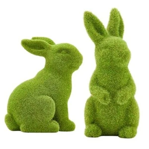 Easter Bunny Decorative Ornament Garden Decoration Artificial Green Moss - Picture 1 of 8