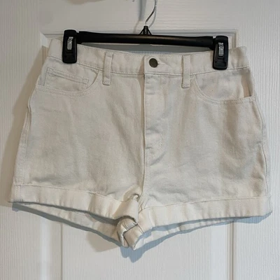 Pantalones Cortos American Apparel Mujer Blanco Denim Costero Chic Puños Talla 28 Cintura Alta Foto 1 de 4