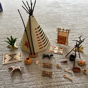 Playmobil Indianer Indianerdorf Tipi Konvolut 1988 unvollständiges Set - Bild 1 von 11