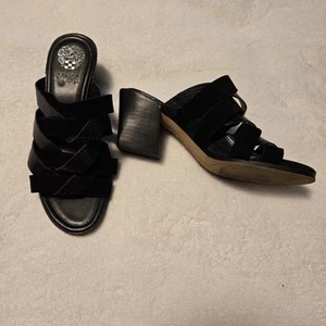 Vince Camuto Womens Black Strappy Sandals Block Heel Size 7M - Picture 1 of 11