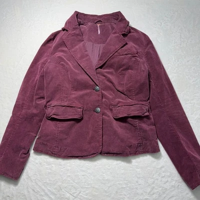 Free People Byron Corduroy Blazer Womens Large Mulberry Dyed Two Button Jacket - Image 1 of 4