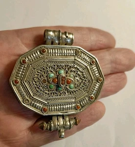 Caja Gau de plata tibetana vintage antigüedades asiáticas - Imagen 1 de 3