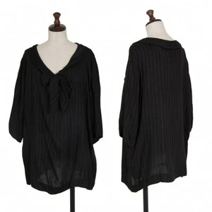 Yohji Yamamoto FEMME Bow-neck Striped Top Size S(K-115852) - Picture 1 of 12