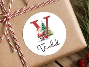 Adesivi regalo di Natale personalizzati. Iniziale monogramma bambino, da Babbo Natale XX6 - Foto 1 di 6