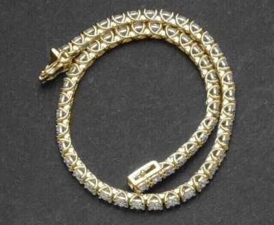 Brazalete de tenis para mujer de diamantes naturales GDGL redondo de 6 quilates de oro amarillo real de 14 quilates Foto 1 de 4
