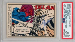 CHRIS EVANS Captain America 1966 Donruss Marvel #1 Autograph PSA 1.5 Auto 9 - Picture 1 of 2