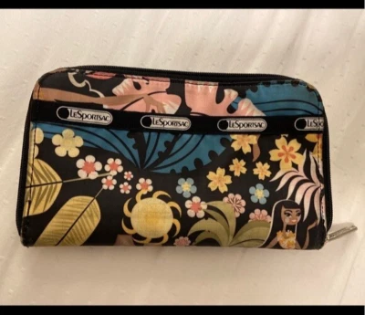 Cartera de viaje LeSportsac Hawaii exclusiva con estampado de lirios Wahine Hula negra Foto 1 de 4