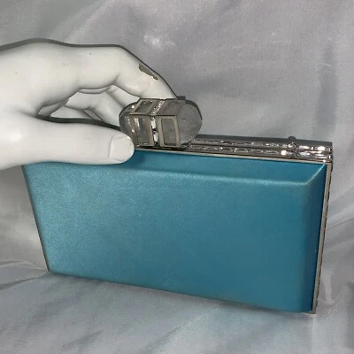 Pre-amada Judith Leiber borde biselado caja embrague ROBINS HUEVO AZUL satinado semiprecioso Foto 1 de 4