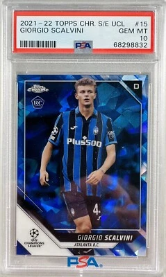 Giorgio Scalvini 2021-22 Topps Chrome UEFA Sapphire RC PSA 10 GEM MT Atalanta - Image 1 of 2