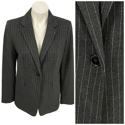 Tommy Hilfiger Blazer Mujer 6 Gris Rayas Chaqueta Oficina Trabajo Profesional Foto 1 de 4