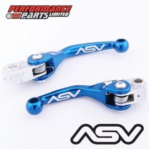 ASV F4 Short Blue Adjustable Brake + Clutch Lever Set for Kawasaki KX250F 2015 - Picture 1 of 9