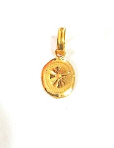 20k Solid Yellow Gold Necklace Chain Charm Star Cut Mate Polish Kid's Pendant