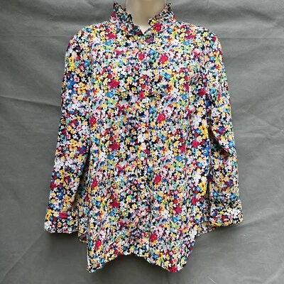 Talbots Ruffled Collar Shirt Blouse Button Front Multicolored Ditsy Floral - Image 1 of 4