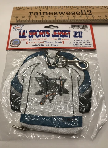 VTG NHL San Jose Sharks Money Pouch Hockey Jersey Keychain Lil Sports Brat NHL Cover