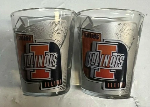 Illinois Illini NCAA HI-DEF 2oz Shot Glass Set of 2 Cover