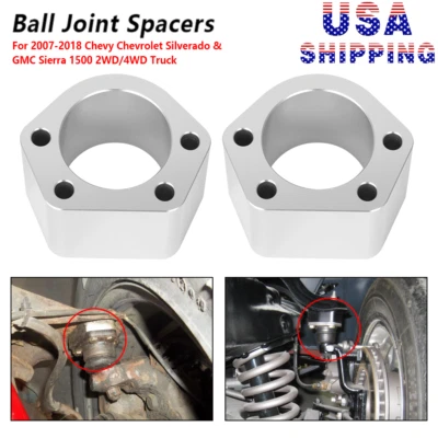 US 2x Ball Joint Spacers 2 Inches For 07-18 GMC Sierra 1500 Chevy Chevrolet C10 - Image 1 of 4