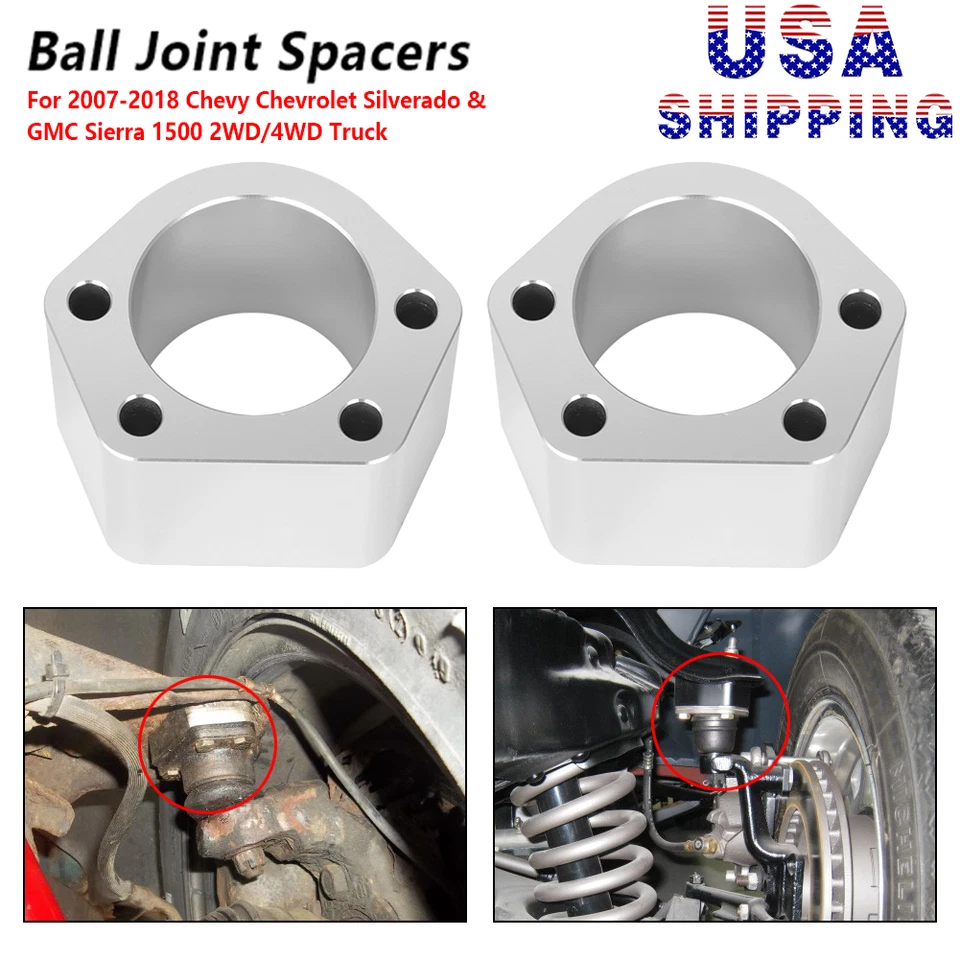 US 2x Ball Joint Spacers 2 Inches For 07-18 GMC Sierra 1500 Chevy Chevrolet C10 - Image 1 of 4