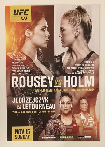 Last One!!! UFC 193 Event Poster, Ronda Rousey, Holly Holm, Updated Version Cover