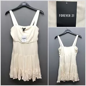 NEW Forever 21 Cream Skater Sleeveless Sun Dress Small - Picture 1 of 14
