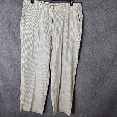 Pantalones Old Navy Plus 2X Pierna Recta Costera Lino Náutico Rayas Bolsillo Plisado Foto 1 de 4