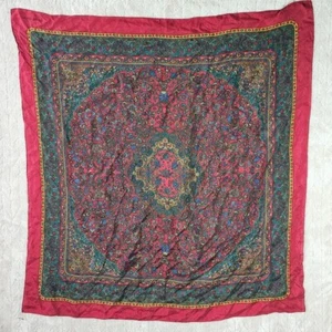 Linda Allard Ellen Tracy Silk Square Scarf 33x34 Floral Paisley Tapestry Luxury - Picture 1 of 6