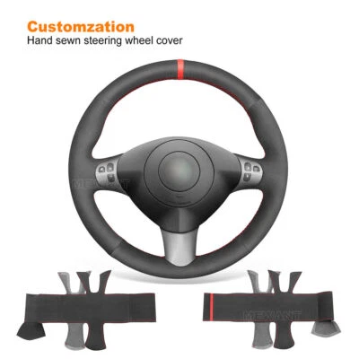 Hand sewn Custom Suede Steering Wheel Cover Wrap for Alfa Romeo 147 2000-10 / GT Foto 1 de 4