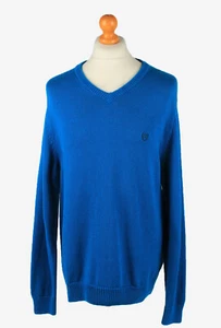 Suéter Jumper Chaps Cuello en V Vintage Para Hombre Prendas de Tejido Azul L-IL2386 - Imagen 1 de 4