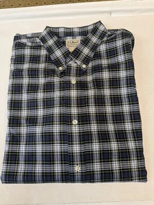 L.L. Camicia con bottoni Bean da uomo XXL manica lunga vestibilità tradizionale blu a quadretti.  - Foto 1 di 9