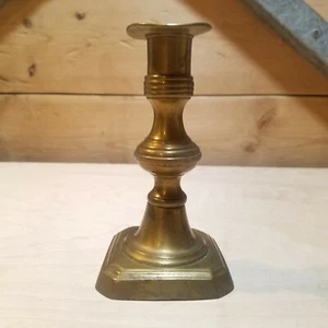Brass Candle Holder w Candle Pusher Adjuster Vintage 4" Tall - Swanky Barn - Picture 1 of 12