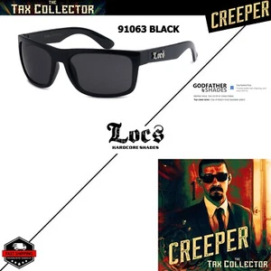 "CREEPER" LOCS Hardcore Gangster Cholo Designer Tax Collector BLACK Sunglasses - Picture 1 of 6