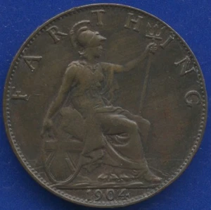 1904 Great Britain 1 Farthing Coin - Picture 1 of 2