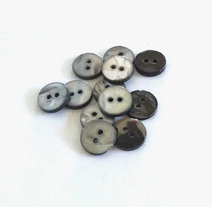 24 Buttons Gray Brown Iridescent Natural Real Shell 2-Hole Sew Sewing 12 mm SH35 - Picture 1 of 5