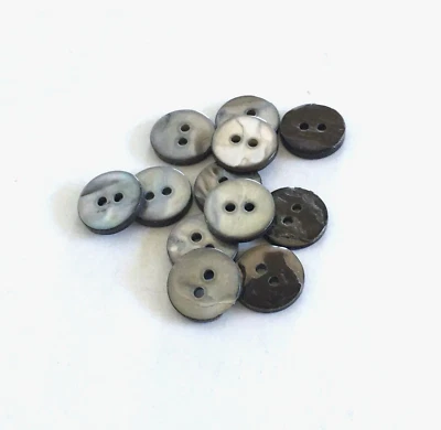 24 Buttons Gray Brown Iridescent Natural Real Shell 2-Hole Sew Sewing 12 mm SH35 - Image 1 of 4