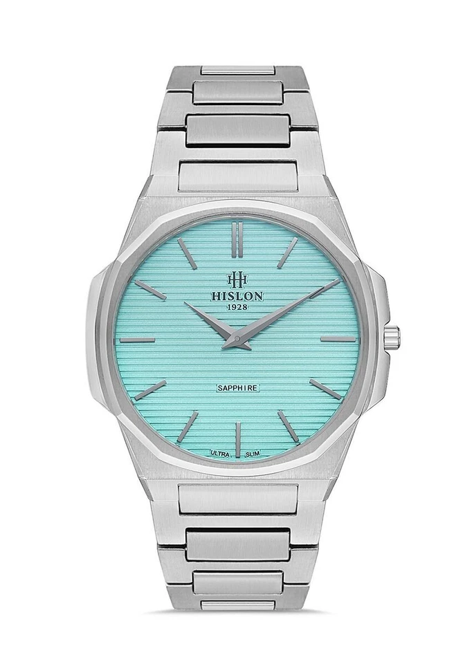Hislon Men's Watch Ultra Slim Sapphire Glass New Collection Turquoise Blue Dial - Image 1 of 4