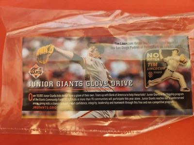 SF GIANTS TIM LINCECUM NO HITTER PIN San Francisco Jr Giants Glove Drive  - Image 1 of 3