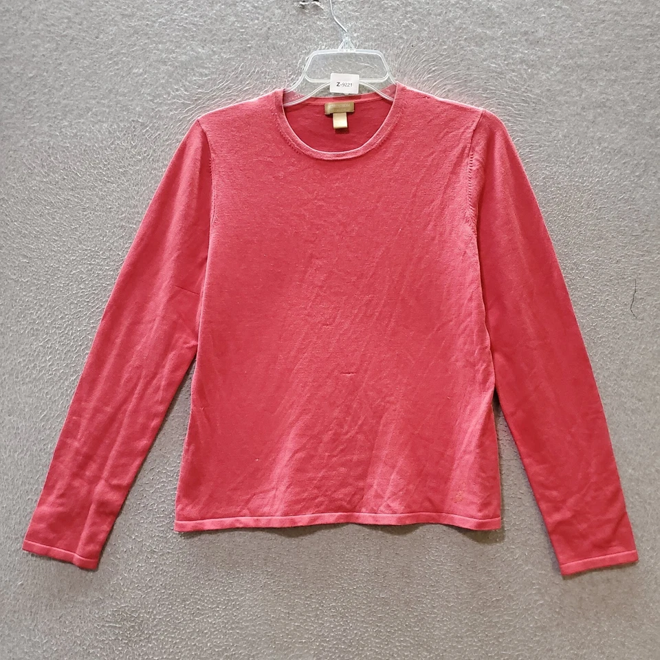 Camiseta Nordstrom Studio Mujer Top Grande Rosa Mezcla Seda Corta Manga Larga LEER Foto 1 de 4