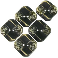 Set of Vintage Painted & Buffed Celluloid Buttons, Black & Cream Deco Squares