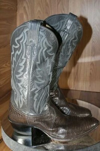 Justin Mens 9.5 Lizard Cowboy Boots Exotic Western Roper 8327 30381 NICE ! - Picture 1 of 10