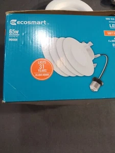 4 PACK  EcoSmart 65W LED 4 in. Downlight Dimmable - Soft White - Picture 1 of 10