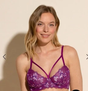 Cosabella Paradiso bra purple underwire sz 34G lace strap Swiss Beet straps - Picture 1 of 8