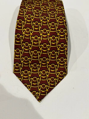 Галстук CELINE Paris Horsebit шелковый бордовый/золотой галстук сделано в Испании - Изображение 1 из 3