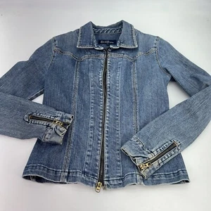 Earl Jean Blue Denim Full Zip Jacket Size Small - Picture 1 of 4