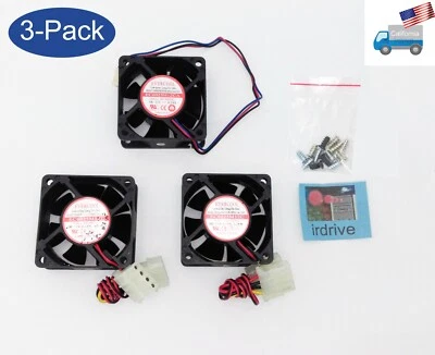 Lot 3: Evercool 60mm 1x 3pin 2x 4pin Molex 12V DC Ball Bearing Case Cooling Fan - Image 1 of 4
