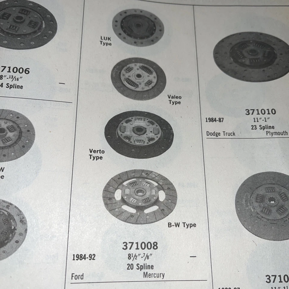 Placa de embrague 371008 compatible con 84-92 Ford Prod 1.9 2.3 ENVÍO GRATUITO 8 1/2" 7/8"-20spl Foto 1 de 2