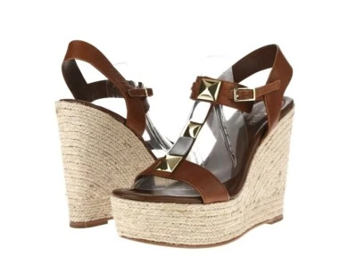 Sandalias de tacón alto Kate Spade de cuero marrón con correa al tobillo para mujer talla 7,5 nuevas Foto 1 de 4