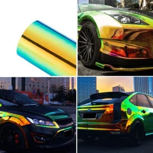 Láser holográfico metálico naranja verde coche envoltura vinilo color camaleón pegatina - Imagen 1 de 12